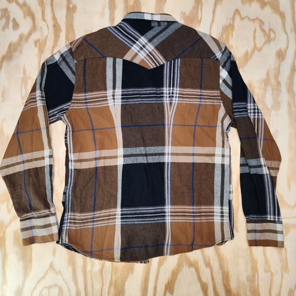 Levi's Shirt Mens Size XL Brown Plaid Pearl Snap Button Chest Pockets - Picture 3 of 6